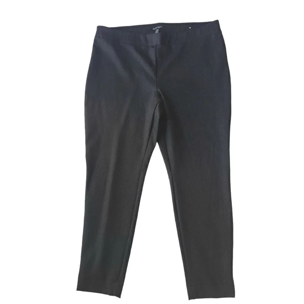ELLEN TRACY Women's Black Gray Stretch Pull-On Ankle Pants sz XL